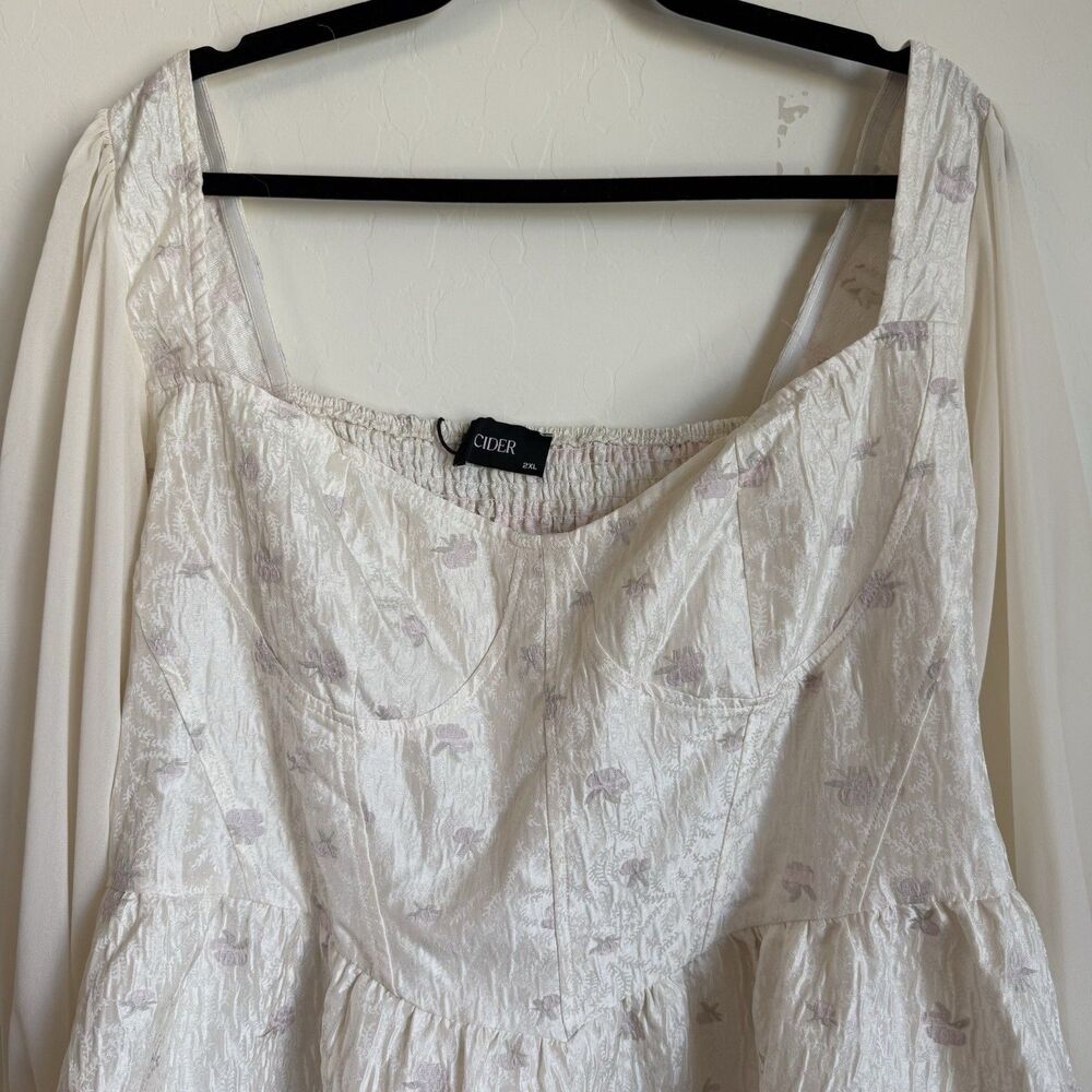 Cider Corset Top Puff Sleeve Floral Mini Dress Whimsy Fairy Bridal - Picture 5 of 11